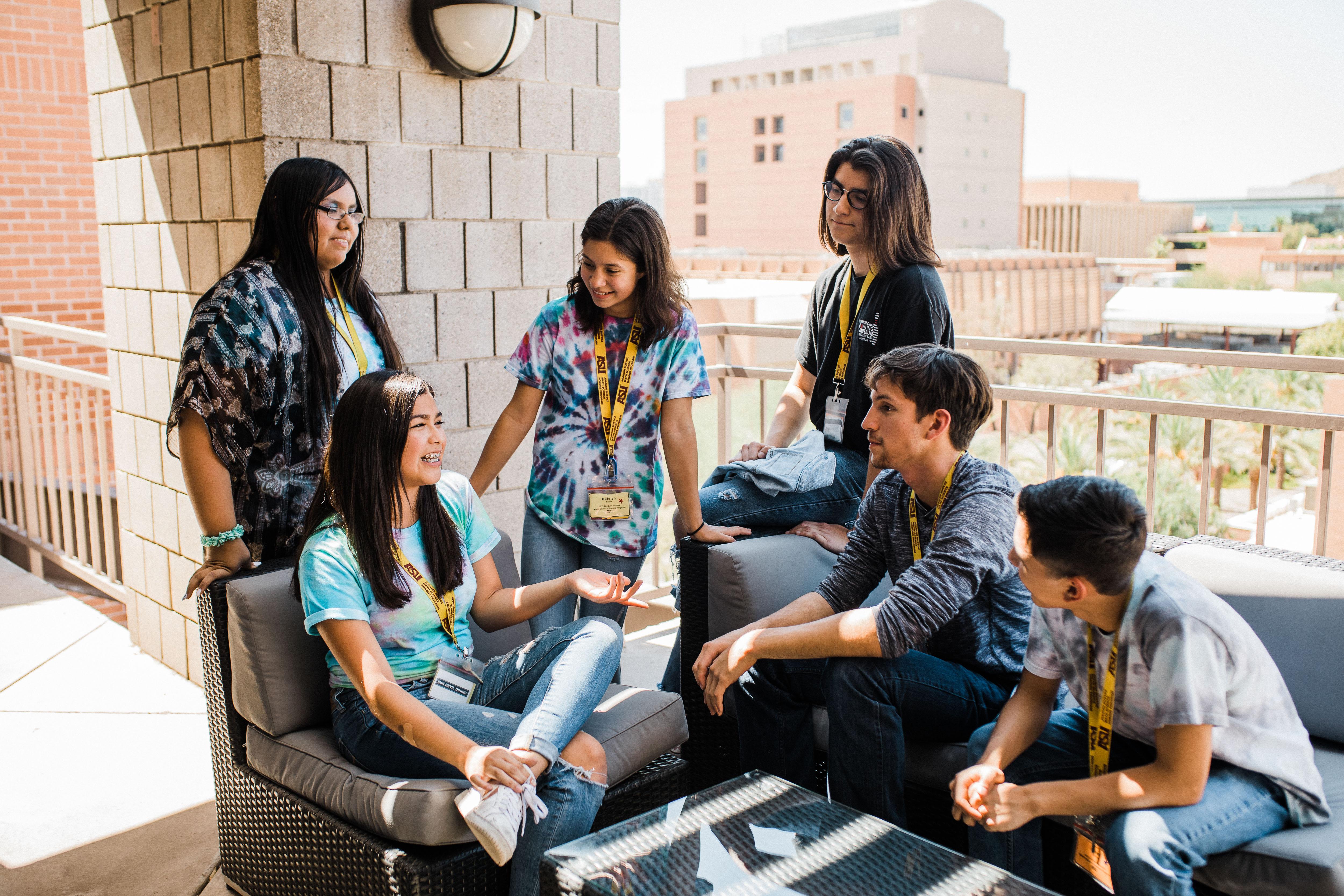 students talking